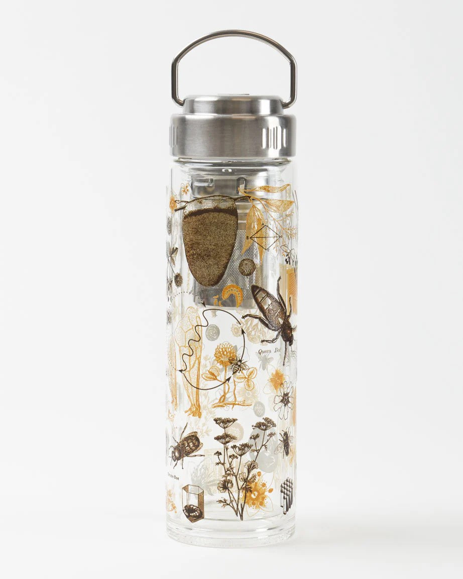 Honey Bee Glass Tea Infuser Flask | Pollinator-Inspired Drinkware