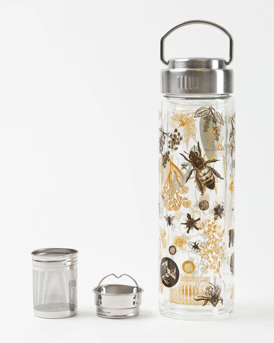 Honey Bee Glass Tea Infuser Flask | Pollinator-Inspired Drinkware