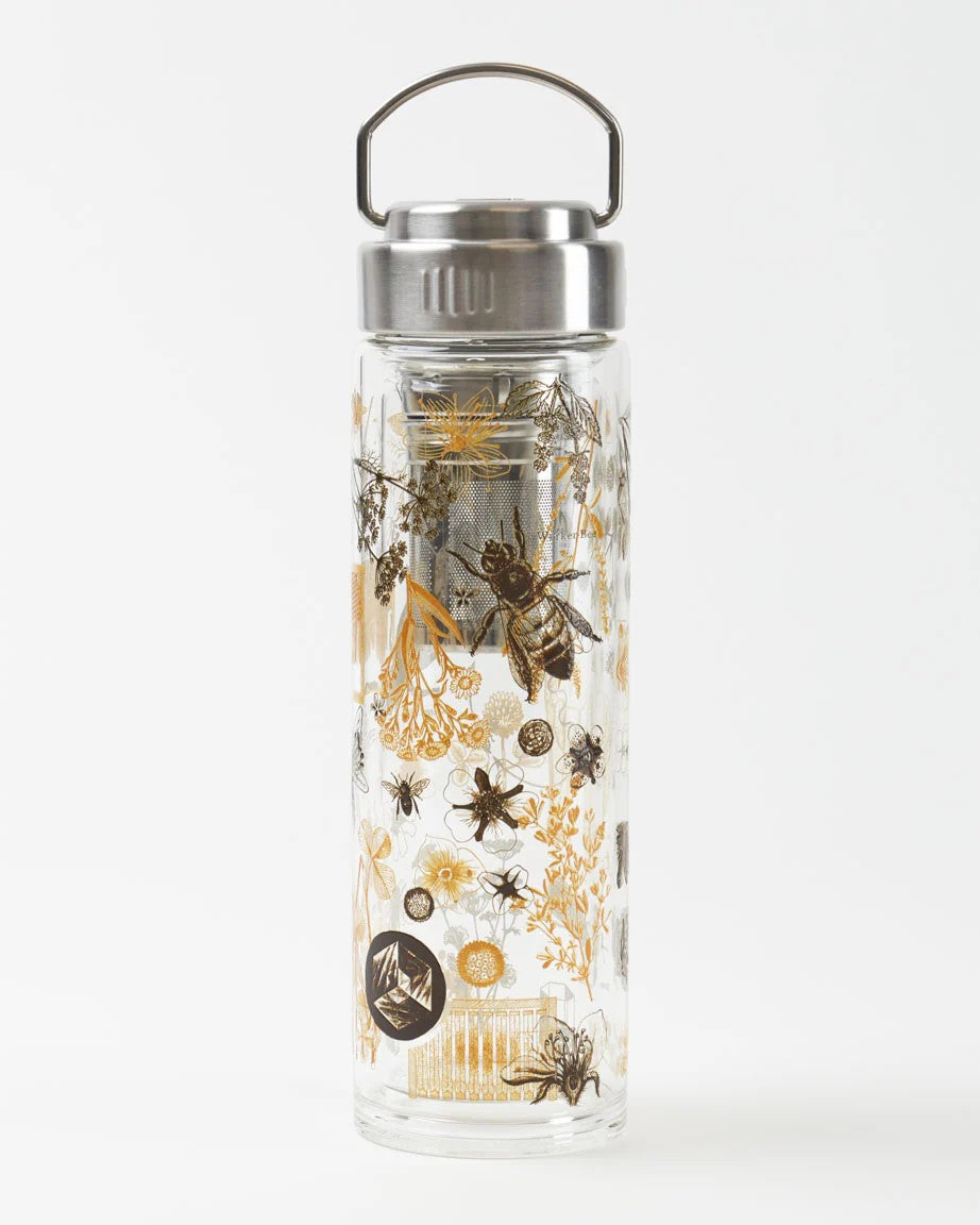 Honey Bee Glass Tea Infuser Flask | Pollinator-Inspired Drinkware